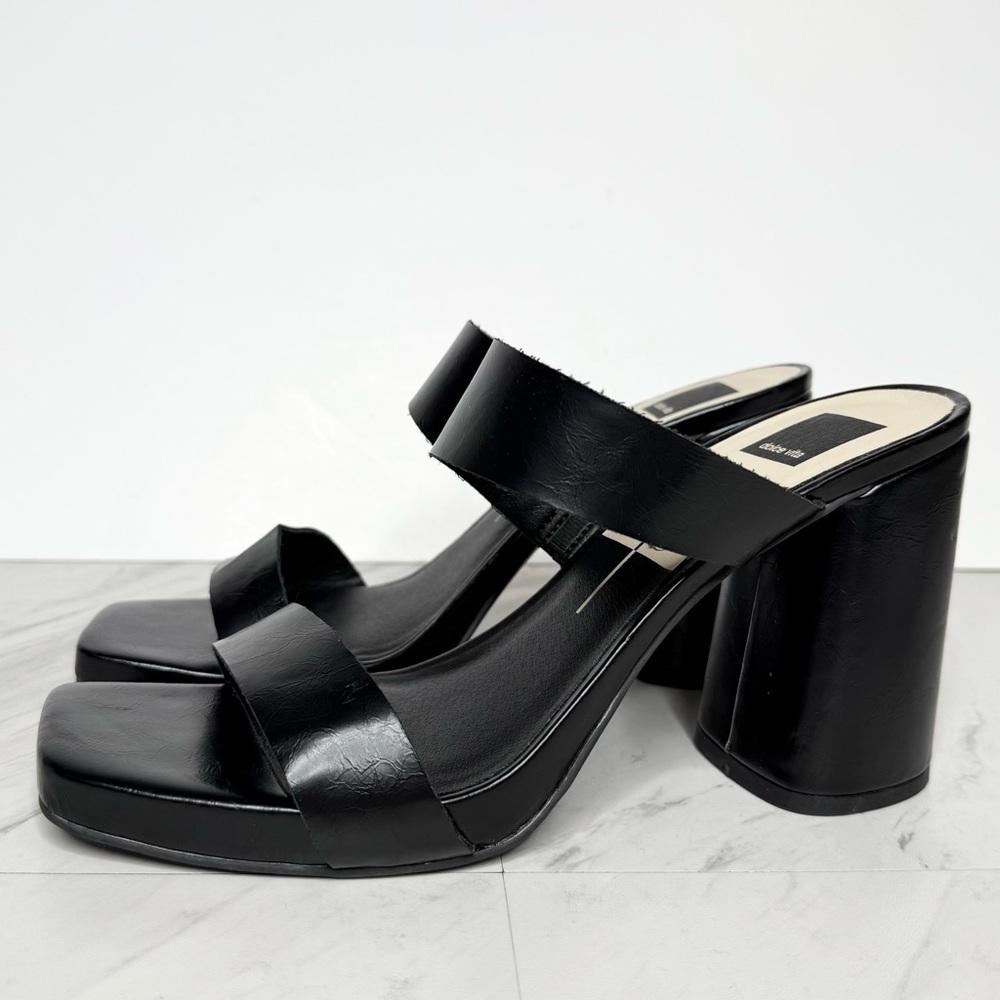 Dolce Vita Cataya Black Square Toe Heeled Sandal 11